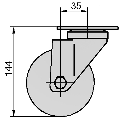 Rueda giratoria de PU de 4" con núcleo de acero (verde)