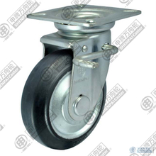 Rueda giratoria de freno de goma con núcleo de acero de 5" (negro)